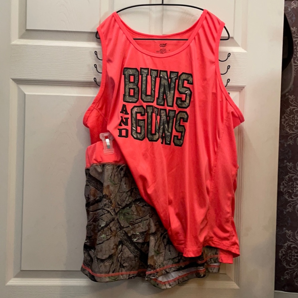 GUC Zone PRO Orange “Buns & Guns” Workout or Lounge Set, Sz 3x
